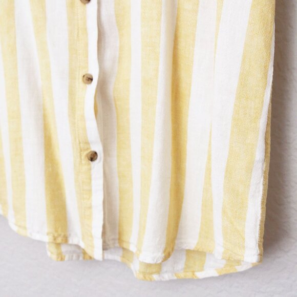 Marine Layer Dana Striped Shirt Yellow White Button Down Top Linen Blend S $88 - Picture 11 of 15